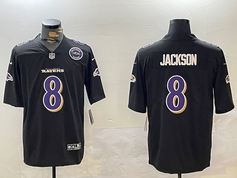 Men Baltimore Ravens #8 Jackson Black 2024 Nike Limited NFL Jersey style 2->baltimore ravens->NFL Jersey